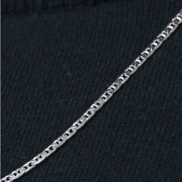3mm Solid Sterling Silver Flat Anchor Chain Necklace Diamond Cut Mariner Link - Picture 6 of 8